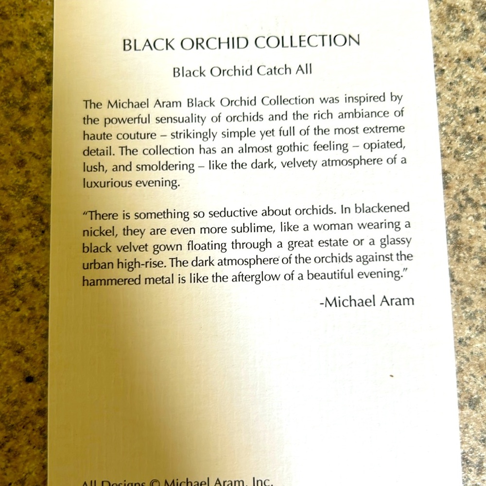 Michael Aram Dish Black Orchid Collection Catch All Trinket 4” EUC metal - Picture 3 of 3